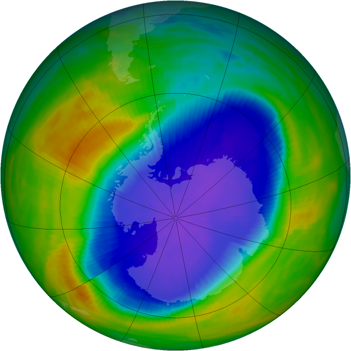 Antarctic ozone map for 07 October 1990